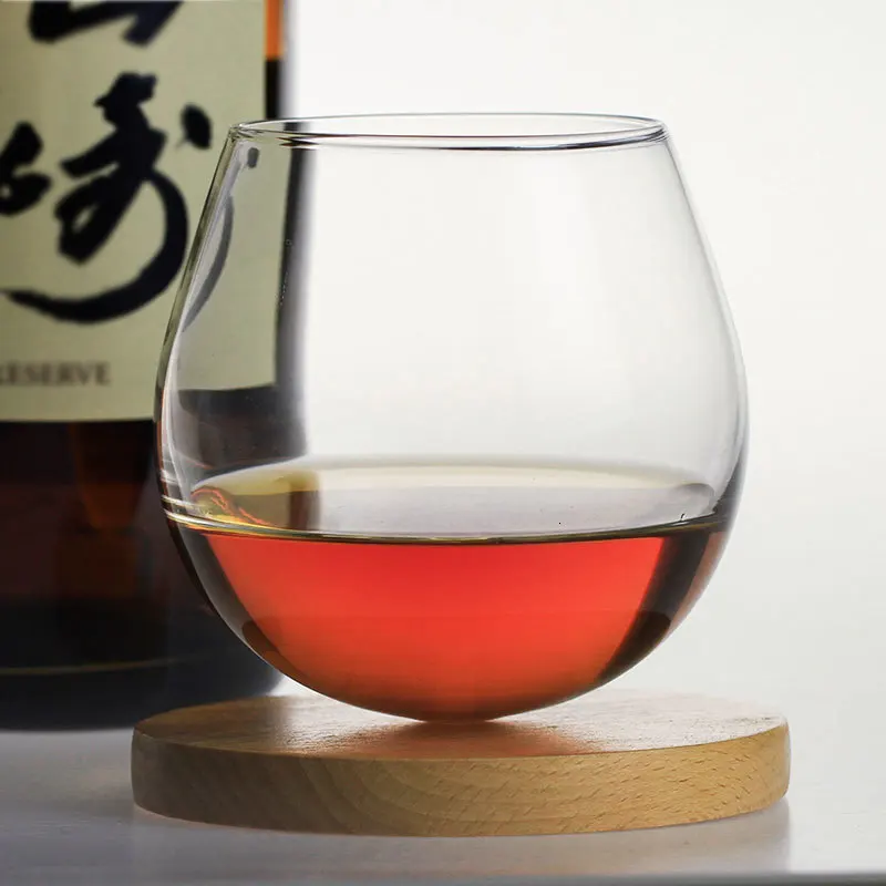 Slow Roll Whisky Cup Rock Fund Wine Glass Japanese Style Wooden Tray Whiskey Rum Glassware For Bar Household Party Crystal Vasos