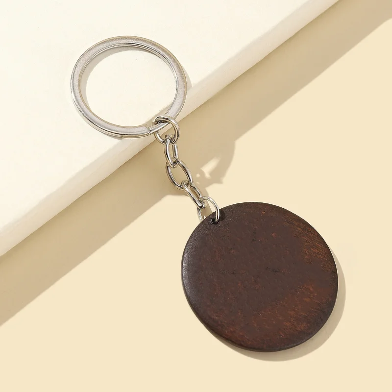 High Quality Wooden Round Key Chains for Women Mini Lovers Car Keychain Accessories Fashion Blank Wood Keyring Pendant Wholesale