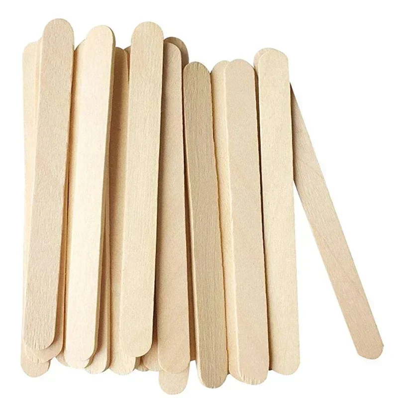 50Pcs Wooden Ice Cream Popsicle Stick Natural Wooden Sticks Wood Craft Pop Popsicle Sticks Ice Cream Lolly Stick