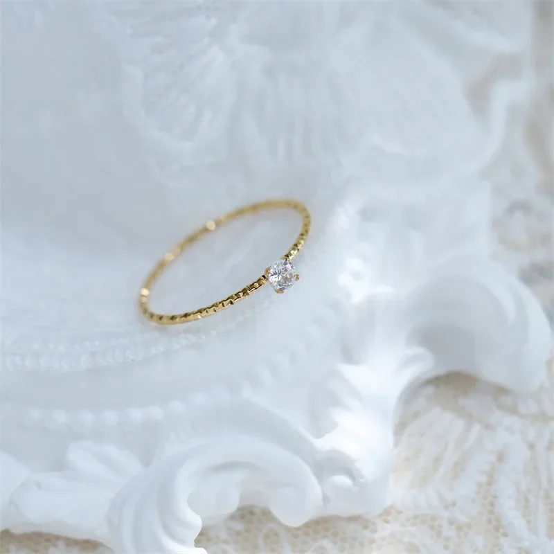 1PC Love Titanium Steel Gold Color CZ Crystal Ring for Women Couple Finger Wedding Rings