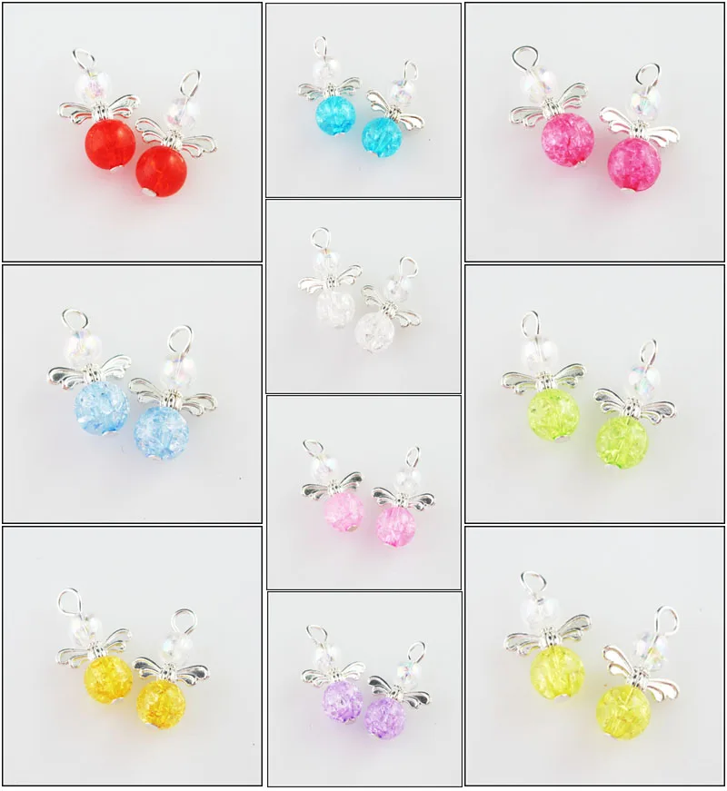 

20Pcs Mixed Shivering Ball Angel Acrylic Plastic Charms Pendants 13.5x22mm