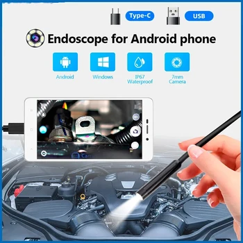 TYPE-C  Endoscope Camera with 6 Adjustable LEDs USB Android Flexible Inspection Borescope for Phone PC 7MM Diameter 1