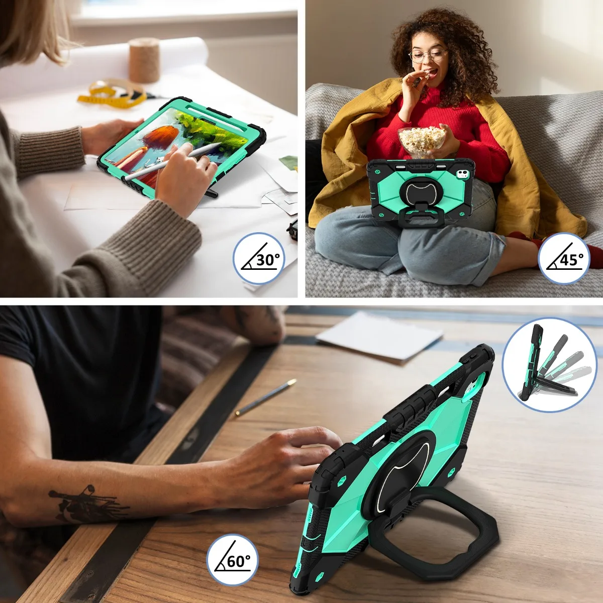 Shockproof Rotating Stand Tablet Case with Enhanced Protection
