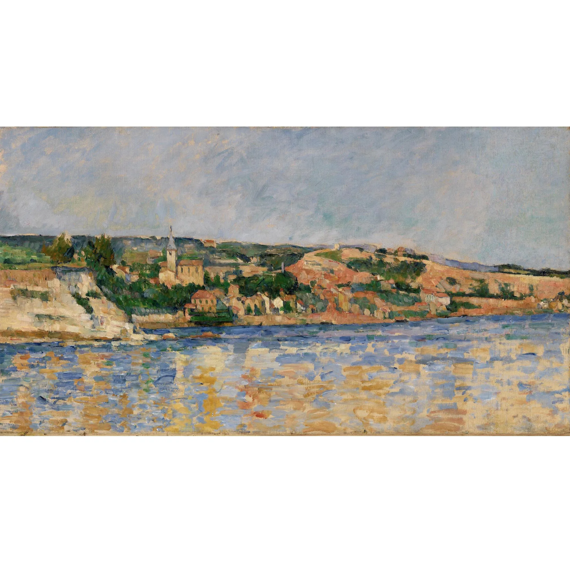 

Village at the Water's Edge by Paul Cezanne Hand painted landscape oil painting on canvas Famous oil painting reproduction