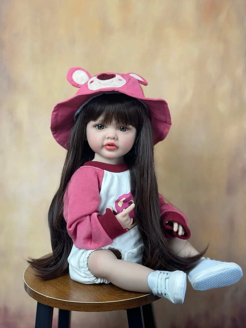 Bzdoll Realistico Realistico Reborn Baby Girl Full Silicone Body Doll Con Capelli Lunghi 55 Cm 22 Pollici Princess Toddler Bebe