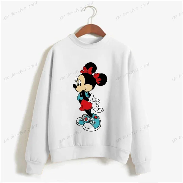 thumbnail image 1 of Sudadera básica de cuello redondo para mujer, nueva sudadera con capucha con estampado de Minnie Mouse de Disney de primavera 2024, jersey informal Harajuku para niña, 1 of 5