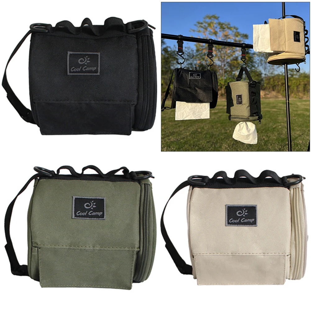 후크 달린 야외 캠핑 티슈 케이스, 피크닉 하이킹 캠핑용 냅킨 거치대 변기 종이 보관함