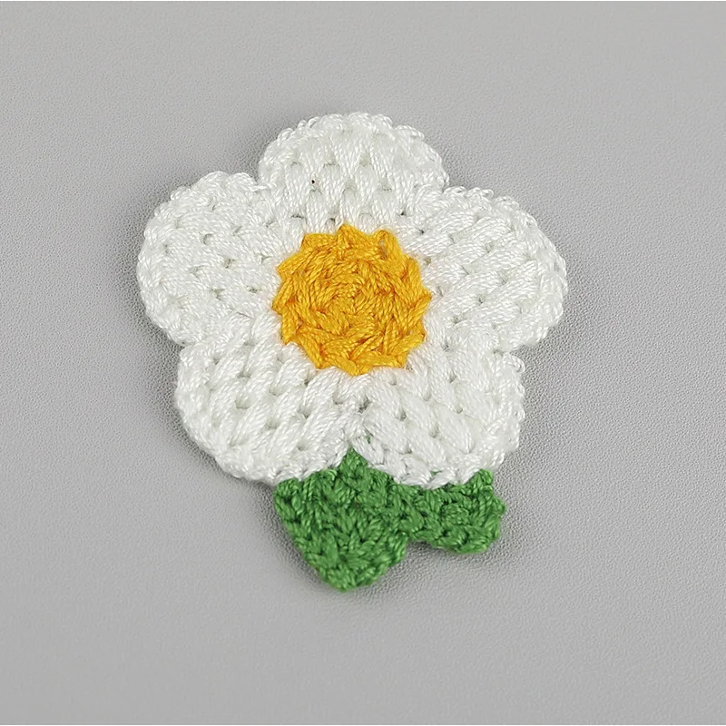 Floral Embroidered Knitted Patches - Decorative Fabric Stickers and Accessories (Set of 10)