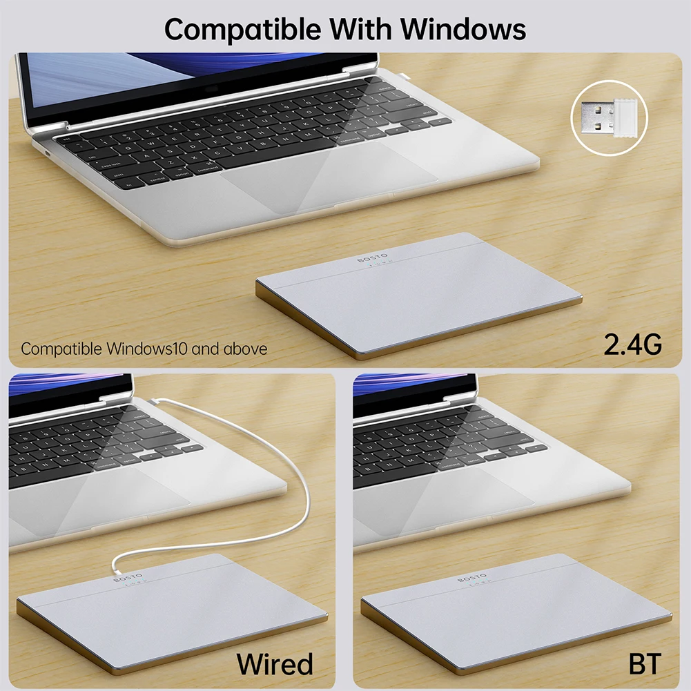 Portable Track Pad Multi-Gesture Wireless Touchpad Type-C Rechargeable Wired Precision Trackpad for Computer Notebook PC Laptop