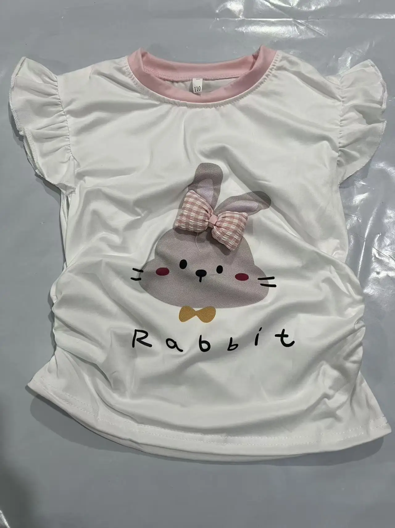 Girls' Cartoon Summer New Fashion Cute Short-Sleeve Tops Stylish Outerwear with Small Flutter Sleeves Thin T-Shirt Trendy - 3