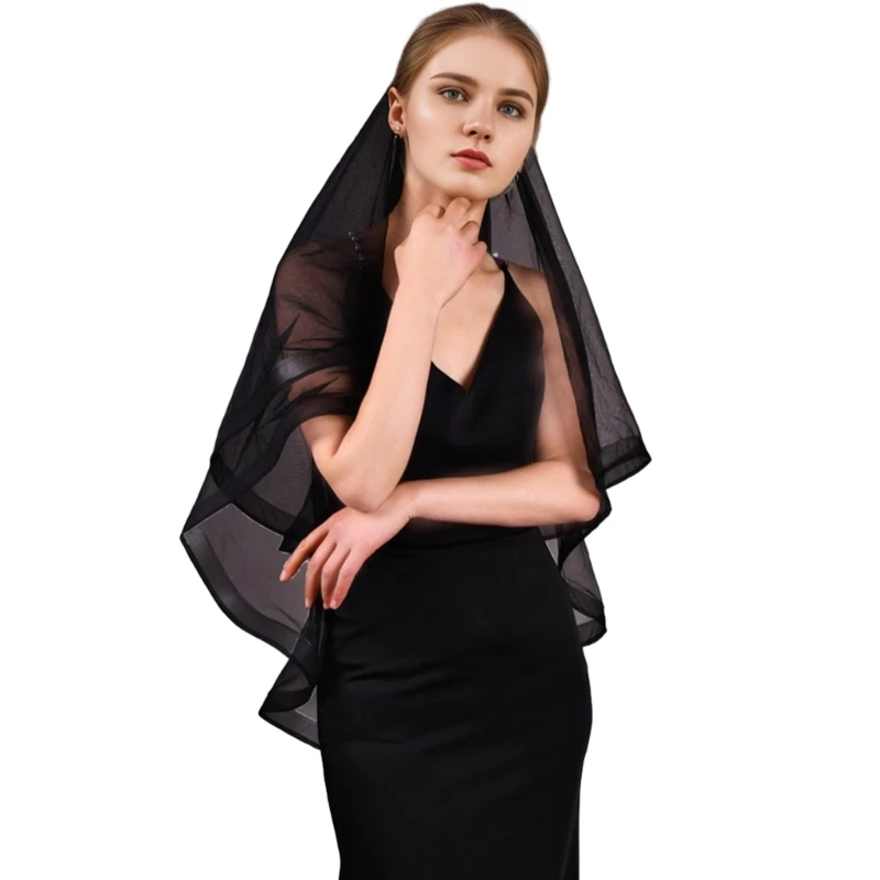 Dark Veil Simple Veils Hair Wedding Hair Accessories Black Head Covering