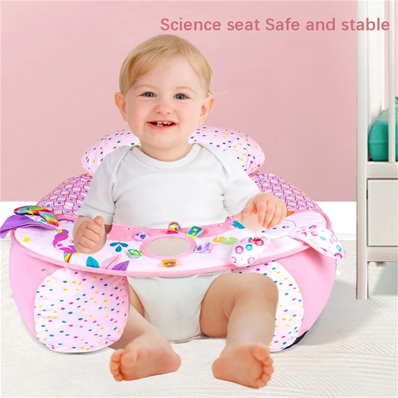 Baby Inflatable Seat Cute Infant Back Support Sofa with Teethers Mirrors Toddler Chair for Sitting up Floor Seat inflatable baby seat