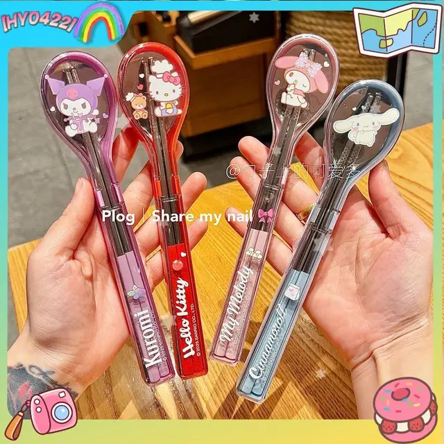 Set de cubiertos de Sanrio con estuche: Acero Inoxidable 304 | Emoape