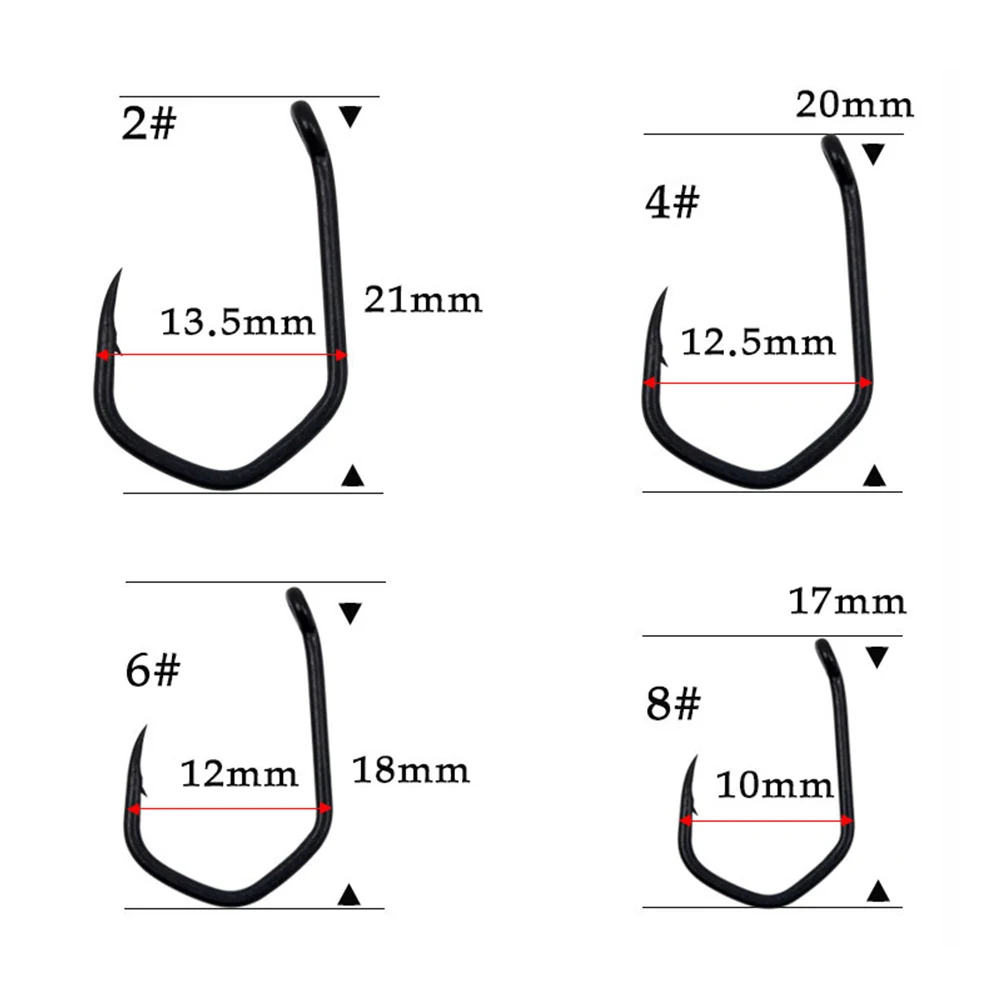 

HighCarbon Steel Carp Fishing VCurve Barbed Hooks Catfish Hook 10pcs Size 2468 Wide Gape Excellent Penetration