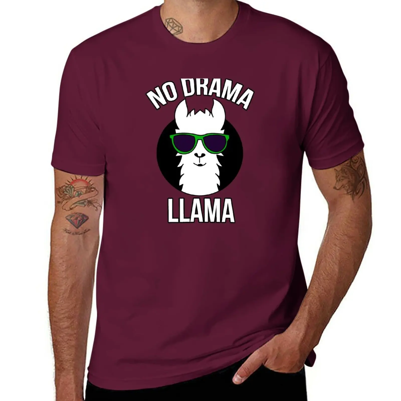 

No Drama Llama Funny T-Shirt vintage kawaii clothes quick drying men t shirts