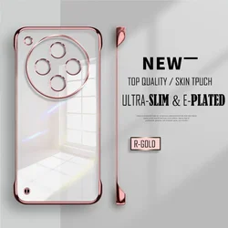 Sleek Plated Clear Slim Frameless Phone Case with Ultra Lens Protection for Find X3 Lite (Rose Gold)