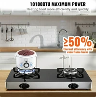 BENTISM Gas Cooktop Tempered Glass Countertop Cooktop 28" Max 10100BTU 2 Burners 2