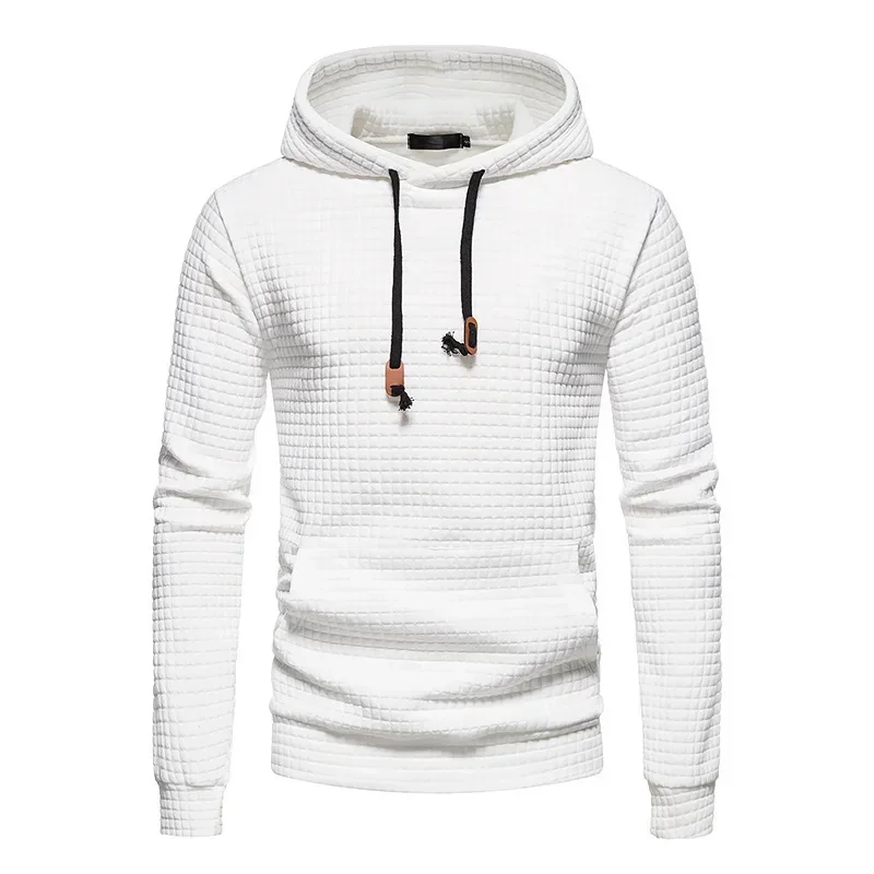 Men's Solid Color Hoodie Autumn Fashion Casual Long Sleeve Warm Hoodie Drawstring Pocket Outdoor Sports Running Top