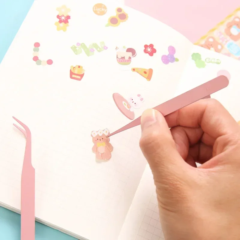 Macaroon Nail Art Decor Eyelashes Tweezers Tweezer Scrapbook Sticker Tapes Picking Stainless Clips DIY False Eyelashes Tools