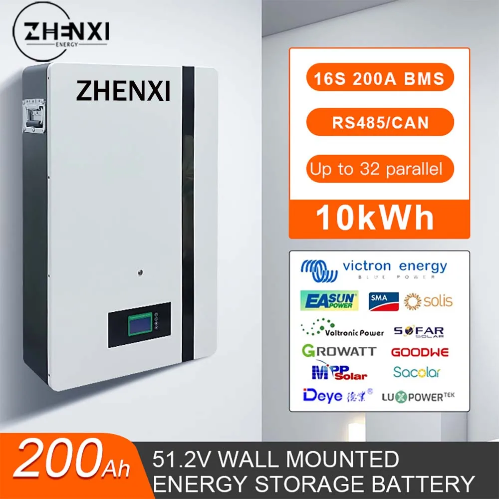 

ZHENXI 10KWh 5KWh LiFePo4 Battery 51.2V 100Ah 200Ah With RS485/CAN Built in BMS for Solar Energy Storage System off-Grid System