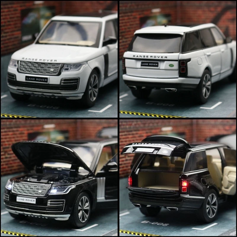랜드로버 레인지로버 스포츠 SUV 장난감 자동차, 1/32 다이캐스트 금속 미니어처 모델 도어, 개폐식 조명 컬렉션 선물, 크리스마스