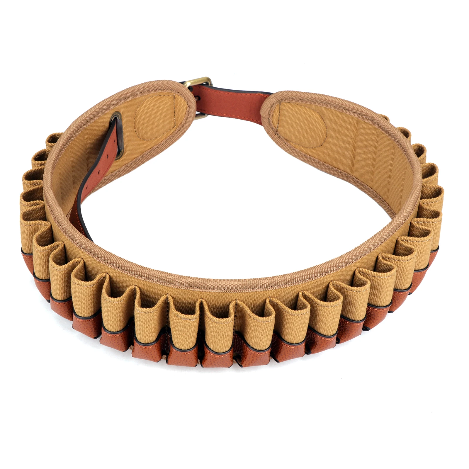 Tourbon Hunting Bandolier Gun 12 Gauge Ammo Bullet Cartridges Belt Canvas Leather Ammunition Holder for Shooting 33&lsquo;&rsquo;-48&lsquo;&rsquo; ammo pouch ammunition bag