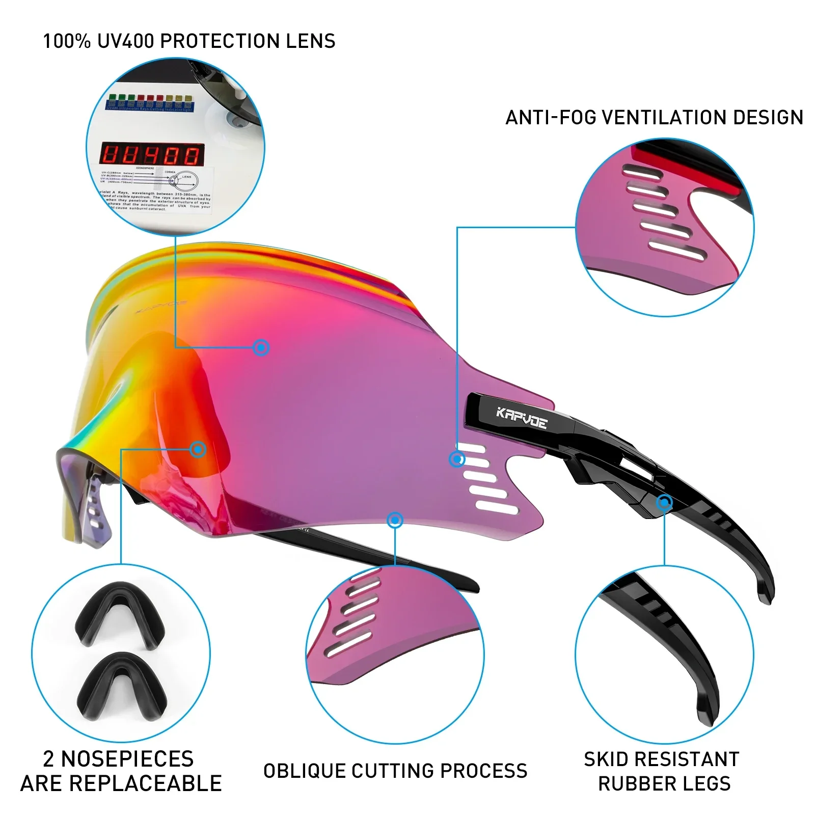 Kapvoe Ski Sunglasses MTB Bike Glasses Riding Snow Goggles Ski Sports Eyewear for Man Women Cycling Glasses Skiing Eyewear