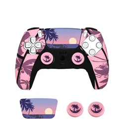 Spider Theme Soft Silicone Protective Case with Thumb Stick Grip Caps (Silver)