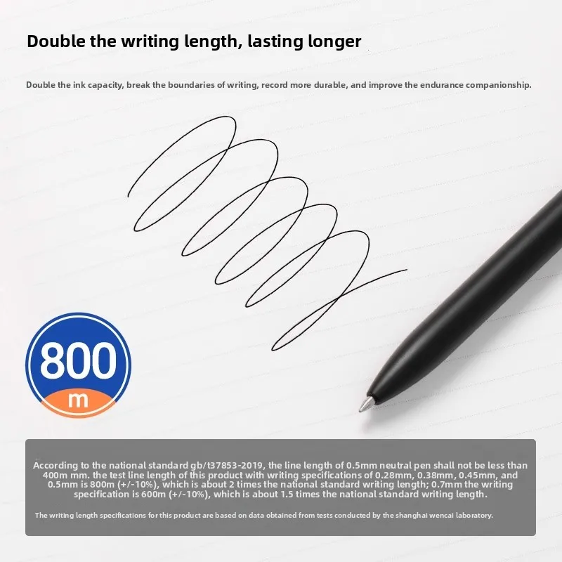 KACO DAILY Gel Pen, 5pcs/pack Metal Pen Clip Multisize Nibs 800m Writing Length Quick-Dry Smooth Writing Sch Office Stationery