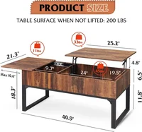 Lift Top Coffee Table for Living Room,Modern Wood Coffee Table with Storage,Hidden Compartment and Drawer for Apartment,Home, 2