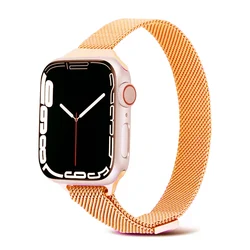 Metallic Milanese Small Waist Watchband for 38 40 41MM (Rose gold)