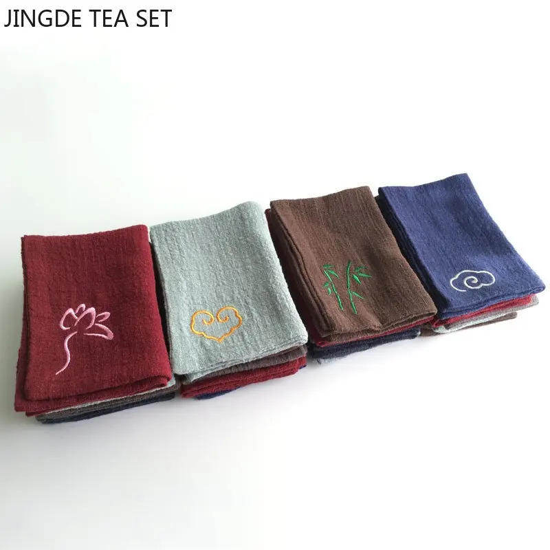 1Pc Chinese Cotton and Linen Tea Towel Absorbent Rag Table Cleaning Cloth Tea Cloth Home Dish Cleaning Wipe салфетки на стол
