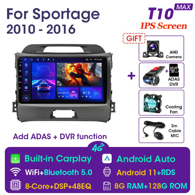 Vtopek 9" DSP 4G Carplay 2din Android 11 Car Radio Multimidia Video Player Navigation GPS For KIA Sportage 3 2010-2016 Head Unit portable movie player for car Car Multimedia Players