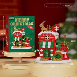 Festive Santa & Reindeer Micro Block Puzzle Set - Holiday Table Decoration Toy (Big christmas house)