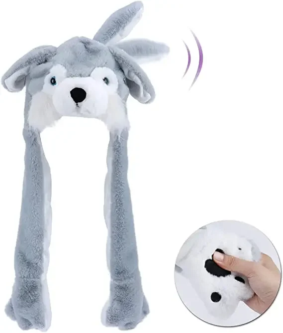 Adorable Moving Bunny Ears Hat-Kawaii Plush Toy Gift for Children, Kids, and Adults-Fun Cartoon Cap for Playtime