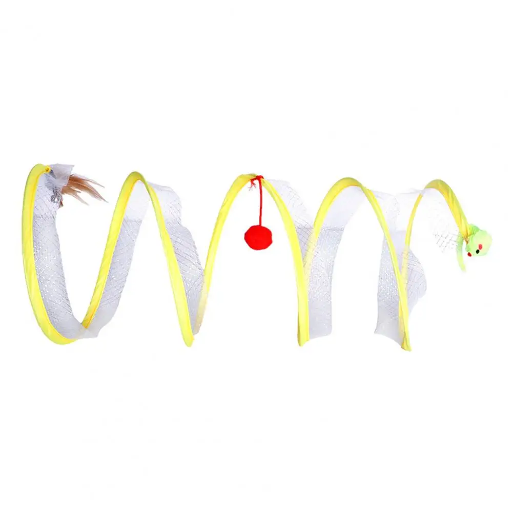 

Игрушка для кошек, складной туннель для кошек с пружинным пером, колокольчик, Декор, видимая спиральная катушка, самостоятельная игрушка для кошек, туннель для кошек