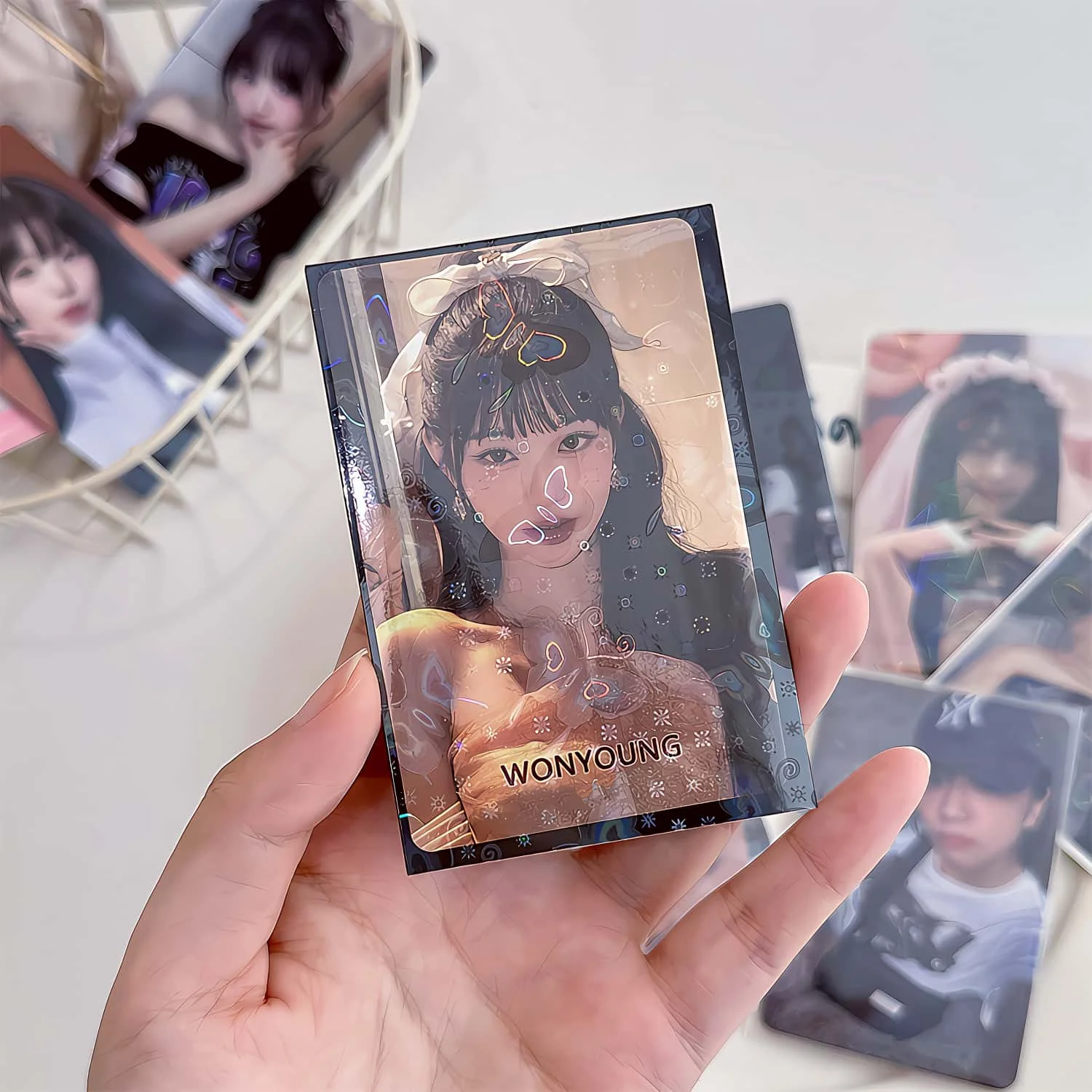 40PCS Holographic Card Sleeves - Eco-Friendly Toploaders - Sakura, Butterfly, Star & Snowflake Designs for KPOP Photocards 3