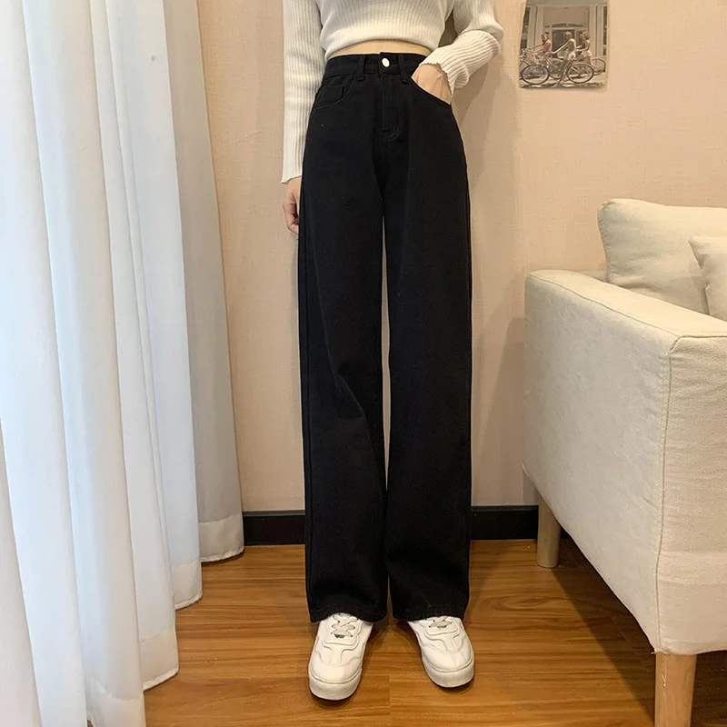 High Waist Denim Pants  2022 New Spring  Autumn  Korean Streetwear  Straight   Jeans For Teenage Girls jeans pant