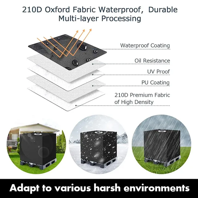 Kültéri Esővíz Tartály Védő Borítója 1000L Ibc Konténer Fényvédő Uv-Ellenes Borító 275 Gallon Fejléc Vízálló Fedél - Image 3