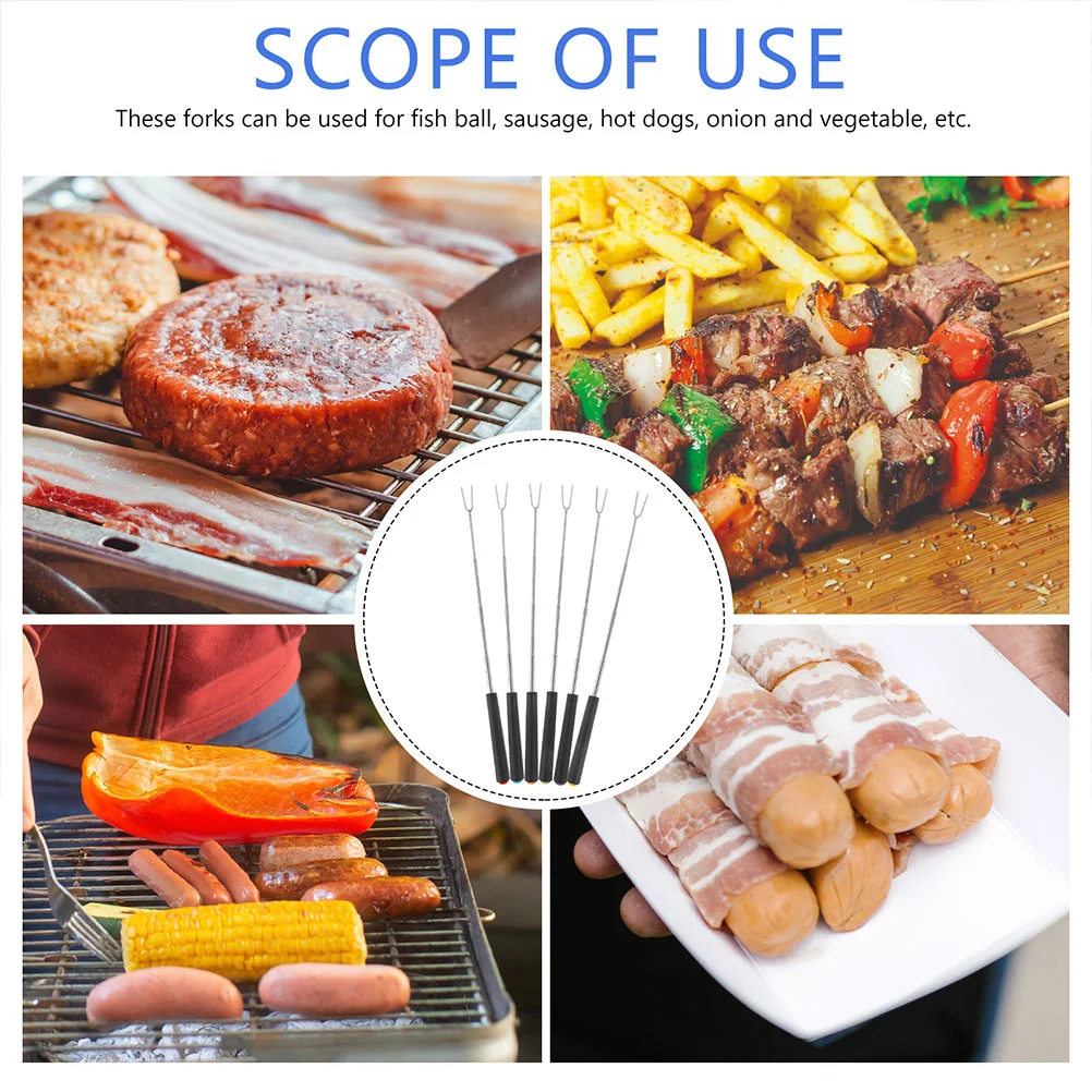 Telescoping Barbecue Meat Fork Stainless Steel Forks Kitchen Gadgets Plastic Handle Barbecue Hot Dog BBQ Picnic Camping