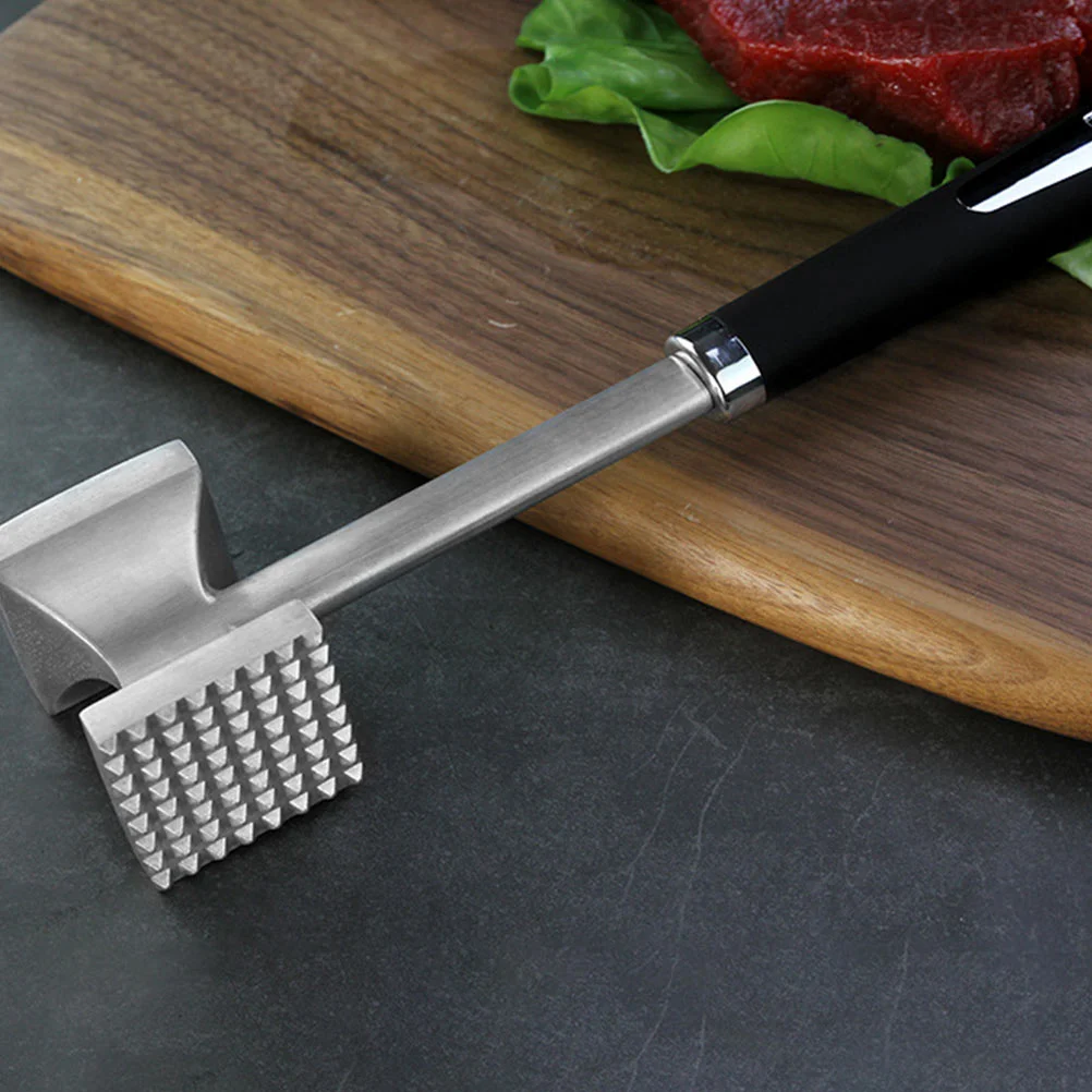 Black Handle Stainless Steel Meat Hammer Kitchen Mallet Tool Beef Pounder Tenderizer Poultry Tools