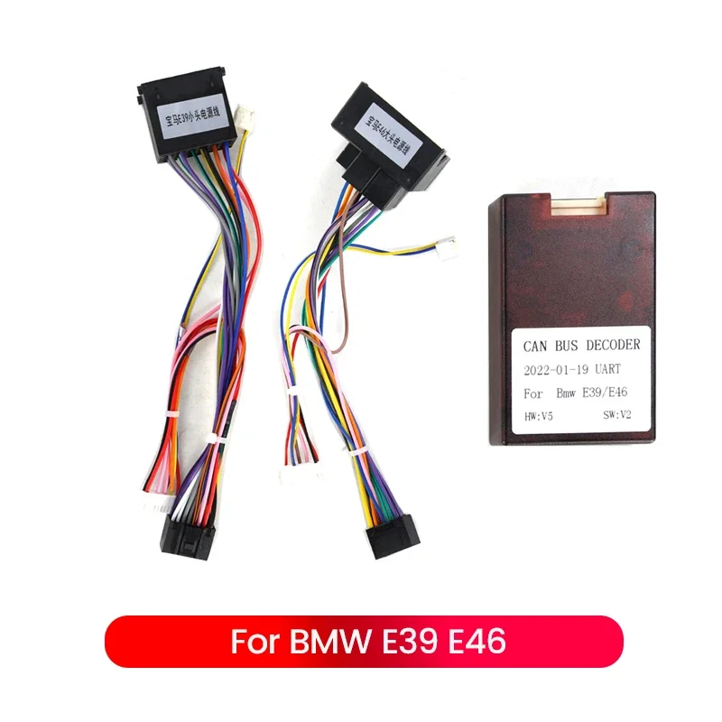 BMW E46 E39 E53 X5 M3 배선 하네스 어댑터, Canbus 박스 디코더 포함 16 핀 전원 케이블, 안드로이드 자동차 라디오 플레이어 액세서리
