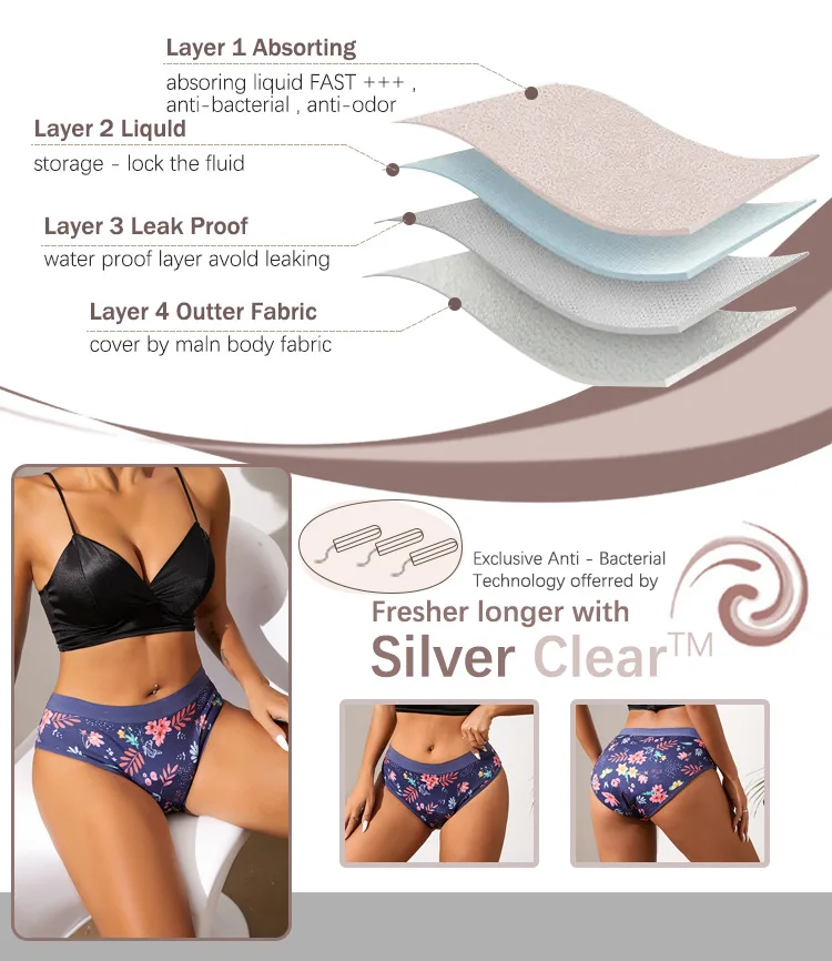 Nahtlose Badebekleidung, Menstruationshöschen, 4-lagig, auslaufsicher, Damen-Pflegehose, Bikini, schnelle Absorption, Sommer, Strandmode, Schwimmen – Detail 3