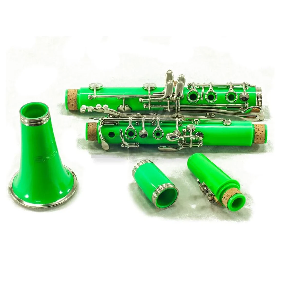 SLADE Clarinet Bb Flat 17 Nickel Key Green Clarinet for Beginners Comes with 2 Gun Barrels Hard Shell and Cleaning Kit