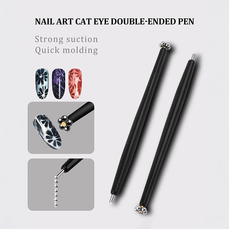 2 In 1 Professional Nail Art Cat Eye Magnetic Stick Pen For Steel Ball Suction Iron Beads Magnet Dotting Pen Manicur