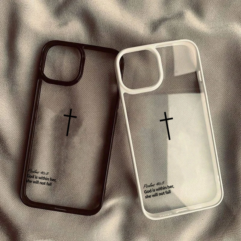 Stylish Faith-Inspired Phone Case with Cross and Bible Verse Design