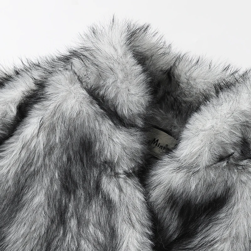 Luxury Brand Runway Fluffy Faux Fur Coat Women Luxurious Fox Fur Stand Collar Short Jacket Winter Streetwear Overcoat