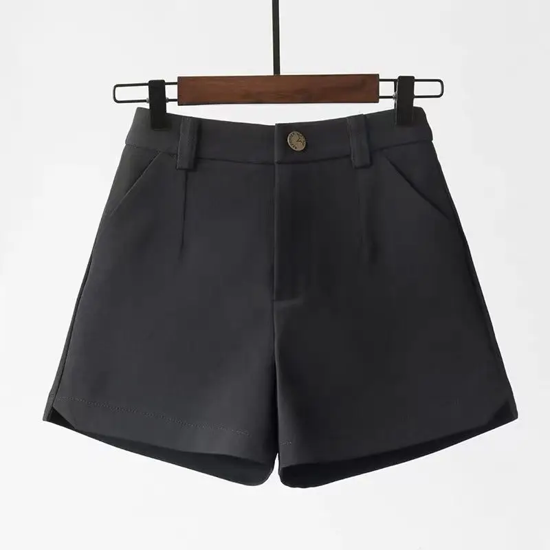 

2024 Women's Pleated Shorts with Front Zipper High Waist Button Fly Stylish Fashion for Vintage Female Pants Clothing F31