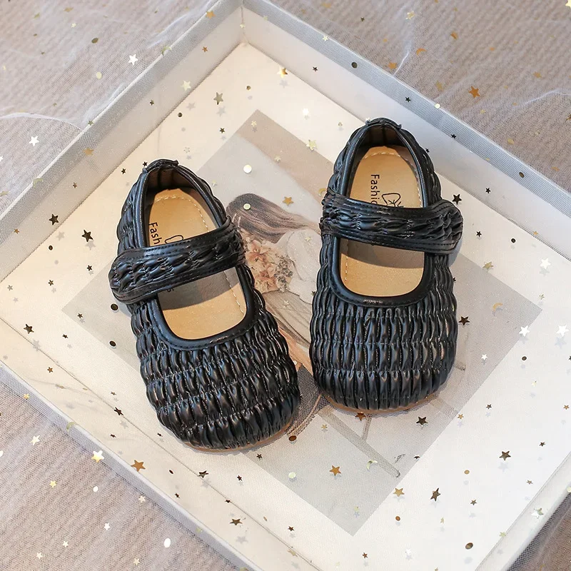 Fashion Design Girls Oxfords Spring Autumn Kids Soft PU Leather Shoes For Girl Princess Flats Mary Jane Shoes Silver, Black 3