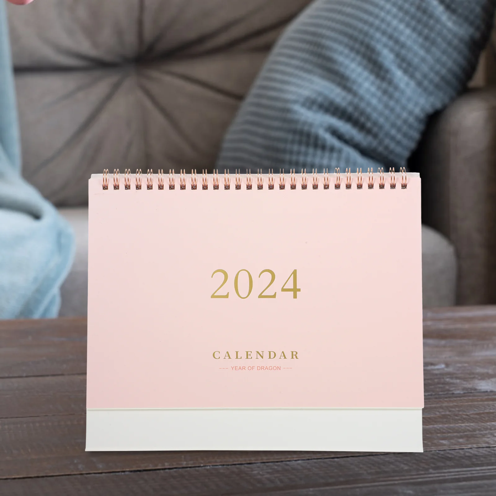 소형 책상 달력 2023-2024 스탠딩 플립 핑크 사무용품, 학생용 달 가정용 소녀 섬세한 미니